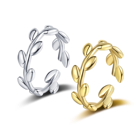 Anillo De Hoja De Rama De Olivo Cobre Ajustable Abierto Minimalista Joyería De Naturaleza Para Mujeres Regalo Elegante