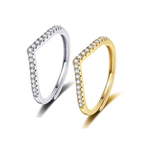 V-Förmiger Wishbone Ring Kupfer Mikropavé Zirkonia Offener Fingerschmuck Minimalistisches Elegantes Geschenk Für Frauen