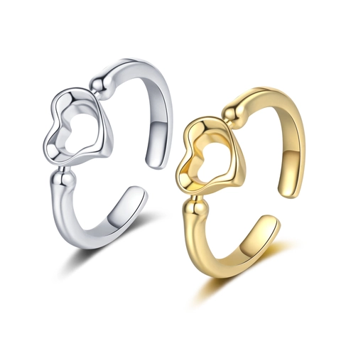 Hohl Herzform Kupfer Ring Minimalistisch Verstellbare Öffnung Geometrischer Schmuck Mode Accessoire Für Damen