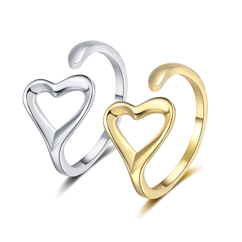 Bague Forme Coeur En Cuivre Ouverte Réglable Ajourée Bijoux Simples Polyvalents Pour Femmes