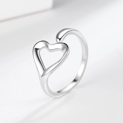Bague Forme Coeur En Cuivre Ouverte Réglable Ajourée Bijoux Simples Polyvalents Pour Femmes
