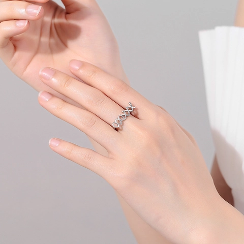 Anillos De Cobre Ajustables Con Letras Huecas Geométricas Para Mujer Patrón XO Joyería De Dedo Abierta