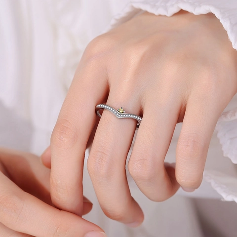 Geometric V Shaped Copper Ring With Colorful Zirconia Micro Paved Rainbow Adjustable Open Finger Jewelry For Women