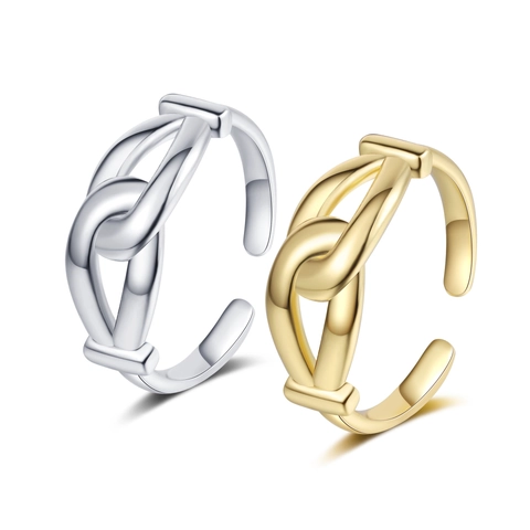 Minimalist Interlocking Multi Layer Knot Copper Open Ring For Women Adjustable Geometric Trendy High Polish Jewelry