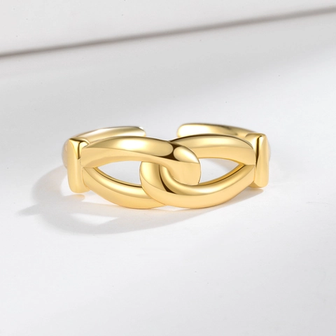 Minimalist Interlocking Multi Layer Knot Copper Open Ring For Women Adjustable Geometric Trendy High Polish Jewelry
