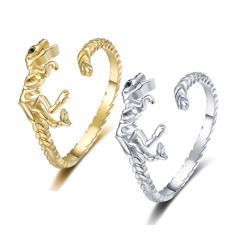 Anillo De Esqueleto De Dinosaurio Vintage Gótico Ajustable Cobre Joyería De Calavera Animal Estilo Punk Para Mujeres Hombres