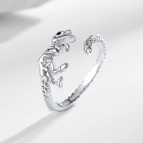 Anillo De Esqueleto De Dinosaurio Vintage Gótico Ajustable Cobre Joyería De Calavera Animal Estilo Punk Para Mujeres Hombres