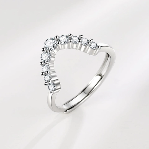 Anello Geometrico A Forma Di V Rame Micro-intarsiato Zircone Anello Aperto Regolabile Design Di Lusso Gioielli Per Donne