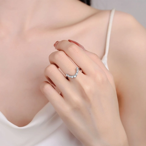 Anello Geometrico A Forma Di V Rame Micro-intarsiato Zircone Anello Aperto Regolabile Design Di Lusso Gioielli Per Donne