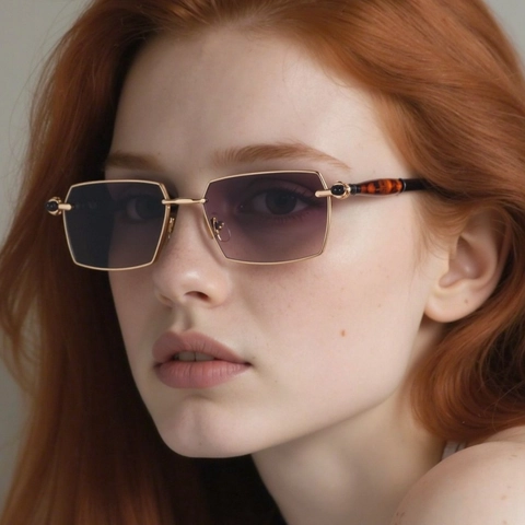 Occhiali Da Sole Rettangolari A Montura Piccola Metallo E PC Lenti Sfumate Protezione UV400 Retrò Moda Uomo E Donna
