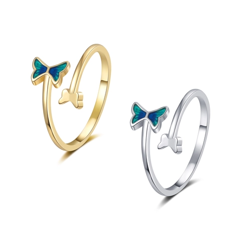 Elegante Anello Aperto Regolabile Farfalla Rame Smalto Olio Dolce Gioielli Regalo Per Donne Ragazze