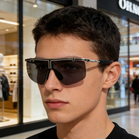 Oversized Shield Sonnenbrille Integrierte PC Linse Metallrahmen UV400 Schutz Outdoor Sport Radfahren Herren Goggles