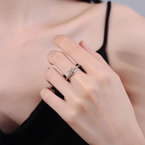 Keltenknoten Ring Kupfer Geometrisch Hohl Verstellbar Offen Minimalistischer Schmuck Damen