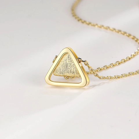 Triangle Pendant Necklace For Women Minimalist Copper Geometric Double Layer Clavicle Chain Elegant Accessory