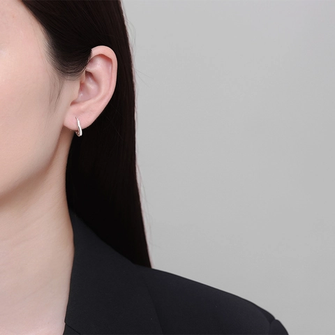 Orecchini A Cerchio Huggie A Forma Di Cuore E U Rame Placcato Oro 18K Geometrico Minimalista Per Donne Con Silver Earring Post