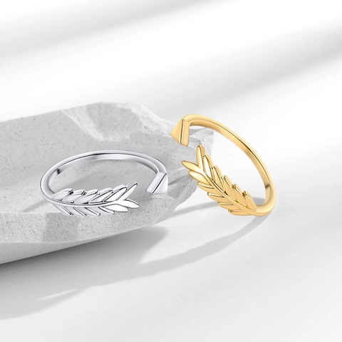 Weizenähre Blatt Kupfer Ring Offen Verstellbar Minimalistisch Pfeil Design Für Damen Eleganter Schmuck Mode Geschenk