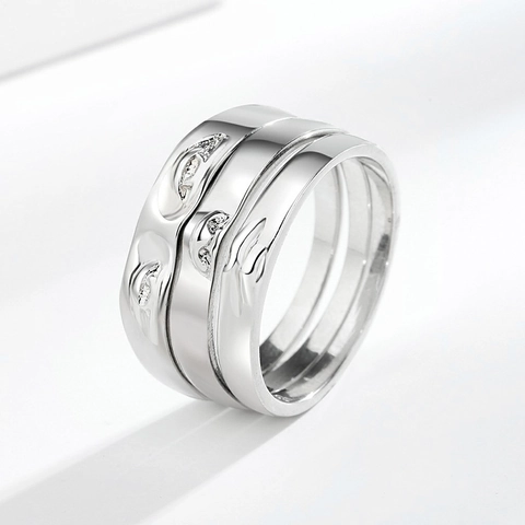 Anelli Sovrapponibili In Rame Placcato Oro Motivo Viso Astratto Con Zircone Stile Punk Per Donna