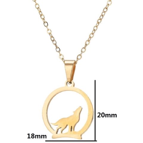 Collana Con Pendente Silhouette Di Lupo Acciaio Inossidabile Cavo Rotondo Gioielli Animali Per Donne Uomini
