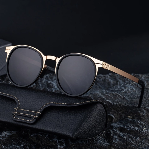 Gafas De Sol Polarizadas Ovaladas Retro Hombre Montura De Metal Protección UV Exterior Moda Estilo Vintage
