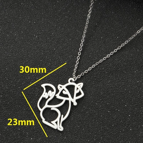 Collar Con Colgante De Zorro Ardilla De Acero Inoxidable Joyería De Origami Con Silueta De Animal Minimalista Para Mujeres Hombres