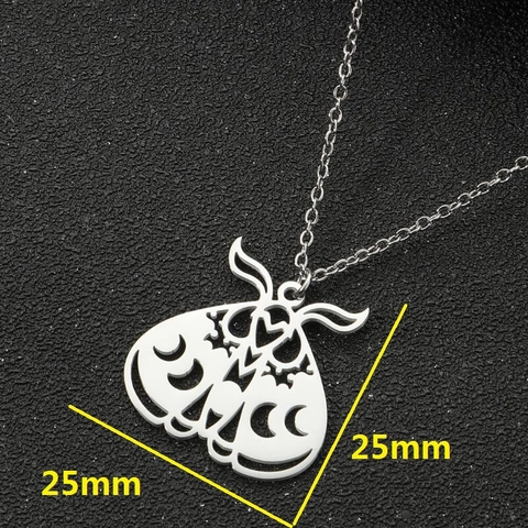 Edelstahl Motte Anhänger Halskette Hohle Mondphase Himmlischen Gothic Schmuck Schlüsselbein Kette Für Frauen Mädchen