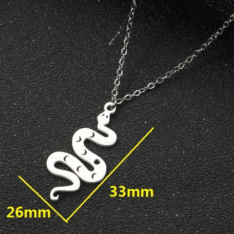 Collar Con Colgante De Serpiente De Acero Inoxidable Joyería Minimalista Con Amuleto De Animal De Luna Hueca Para Mujer