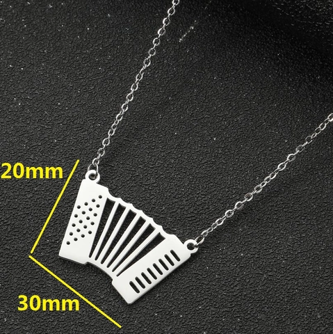 Collar Con Colgante De Acordeón De Acero Inoxidable Diseño Simple Retro De Instrumento Musical Joyería Regalo Mujer