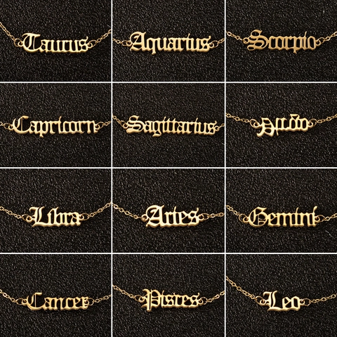 Roestvrij Staal Sterrenbeeld Letter Enkelbandje Oud Engels Gotisch Retro Voetketting Sieraden Voor Dames Heren Verstelbaar