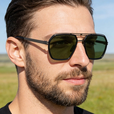 Polarized Sunglasses Men Stainless Steel Frame TAC Lens Double Bridge Square Vintage Driving Fishing Navigator Eyewear