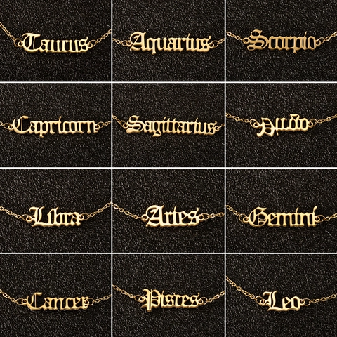 Bracelet De Cheville Lettre Signe Du Zodiaque En Acier Inoxydable Gothique Rétro Bijoux Pour Femmes Hommes Ajustable