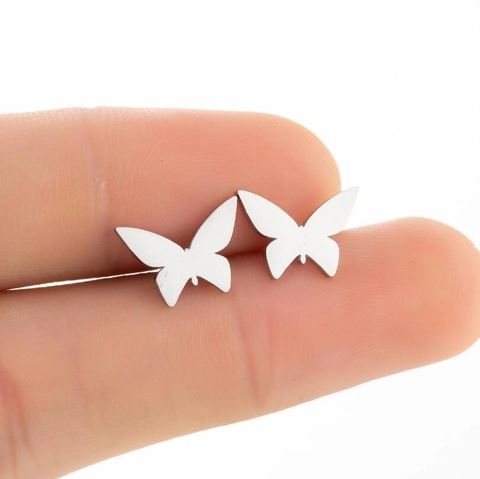 Butterfly Stud Earrings Stainless Steel Minimalist Animal Shape Jewelry For Women Girls Simple Polished Daily Accessory