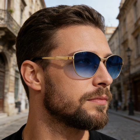 Lunettes De Soleil Œil De Chat Branche En Métal Mode Protection UV400 Verres Dégradés Monture Surdimensionnée Pour Femmes Hommes