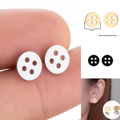 Orecchini A Bottone In Acciaio Inossidabile Piccoli Rotondi Geometrici Minimalisti Squisiti Gioielli Di Moda Per Donne