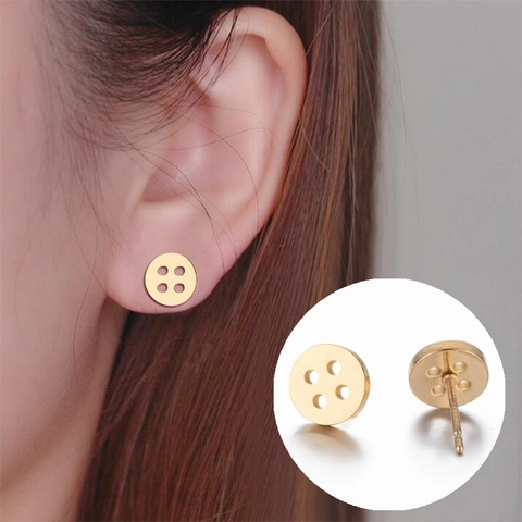 Orecchini A Bottone In Acciaio Inossidabile Piccoli Rotondi Geometrici Minimalisti Squisiti Gioielli Di Moda Per Donne