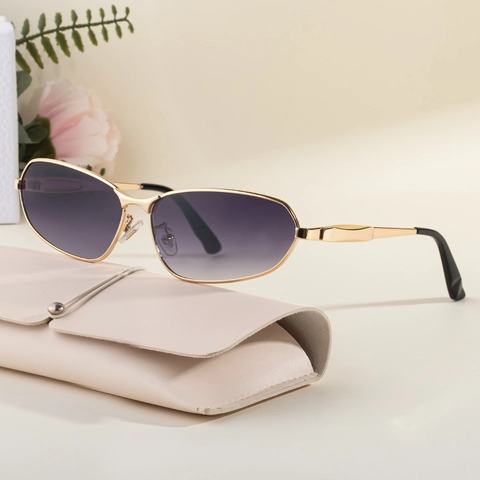 Occhiali Da Sole Cat Eye Donna Montatura Metallo UV400 Lenti PC Moda Tendenza Viaggio All Aperto