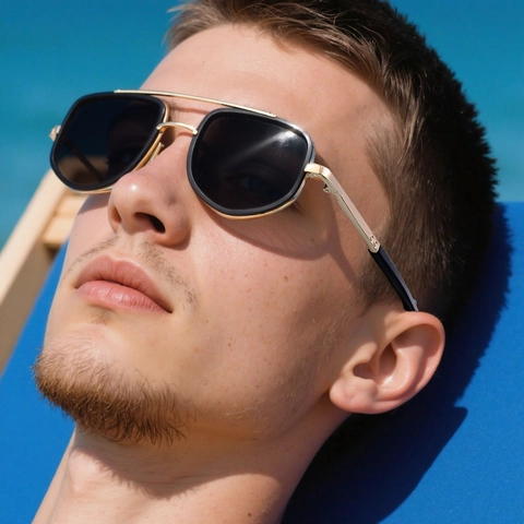 Gafas De Sol De Piloto Cuadradas Para Hombre Montura De Metal Protección UV400 Conducción