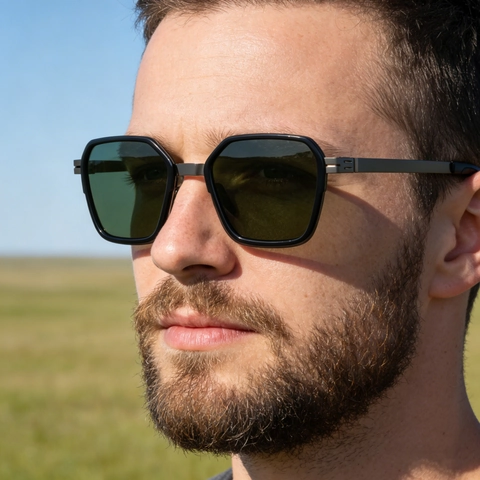 Men Polarized Sunglasses Square Hexagonal Stainless Steel Frame UV400 Protection Retro Fashion Sun Glasses Lightweight
