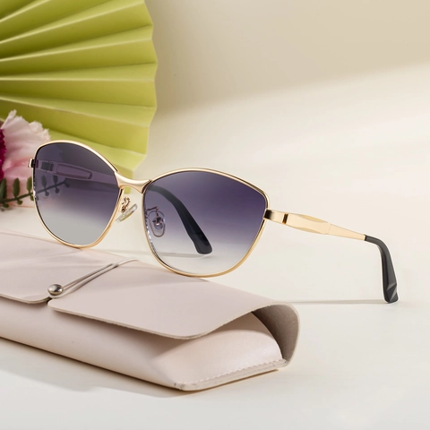 Lunettes De Soleil Œil De Chat Branche En Métal Mode Protection UV400 Verres Dégradés Monture Surdimensionnée Pour Femmes Hommes