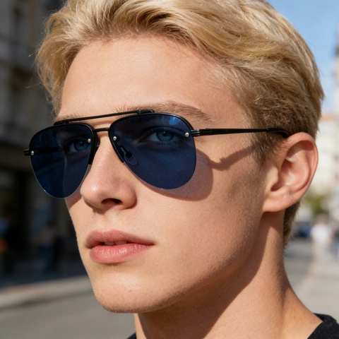 Classic Pilot Sunglasses For Men Metal Double Bridge Frame UV400 Protection Outdoor Driving Retro Aviator Shades Eyewear