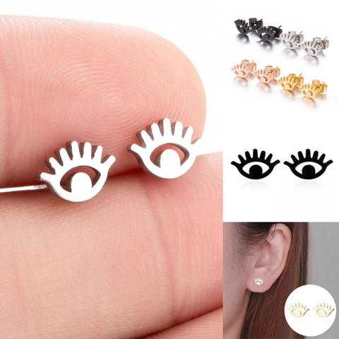Orecchini A Lobo Malocchio Acciaio Inossidabile Ciglia Incavate Halloween Gotico Gioielli Accessori Per Donne