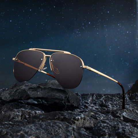 Classic Pilot Sunglasses For Men Metal Double Bridge Frame UV400 Protection Outdoor Driving Retro Aviator Shades Eyewear