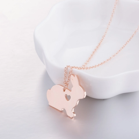 Collana Con Pendente A Forma Di Coniglio In Acciaio Inossidabile Con Design A Cuore Bijou Animale Carino Minimalista Per Donne