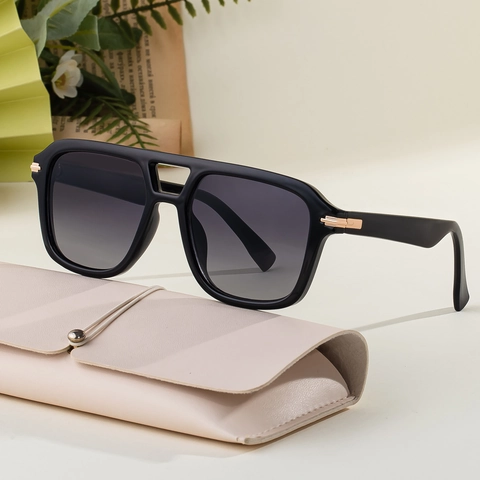 Square Frame Sunglasses Retro Aviator Double Bridge UV400 Protection PC Frame Metal Hinge Unisex Driving Shades