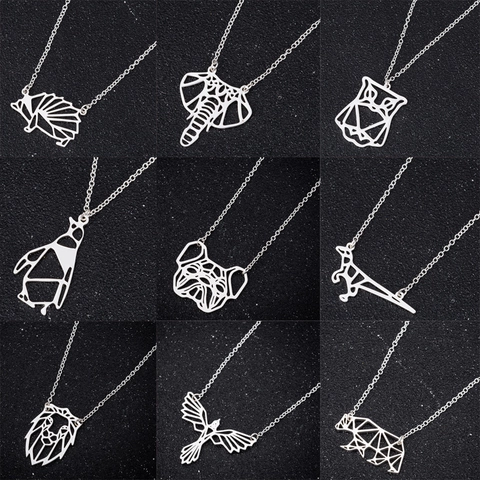 Collana Con Pendente Animale Origami Cavo Geometrico In Acciaio Inossidabile Gioielli Di Moda Minimalisti Per Donne Accessorio Quotidiano