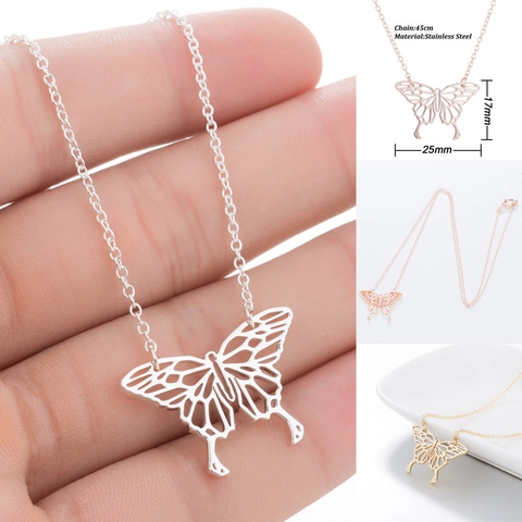 Collana In Acciaio Inossidabile Con Ciondolo A Farfalla Svuotata Catena Da Clavicicola Elegante E Minimalista Da Donna