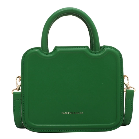 PU Leather Crossbody Bag Chic Wave Edge Small Square Shoulder Handbag With Top Handle Minimalist Versatile Satchel