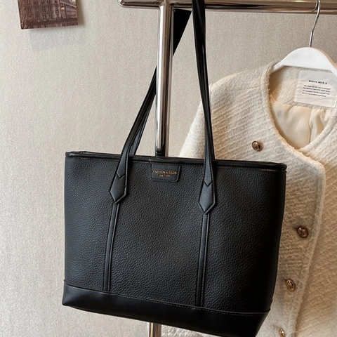 Große Damen Einkaufstasche PU Leder Litschi Muster Kontrastfarben Pendler Schulter Handtasche Alltag Büro Arbeit Student