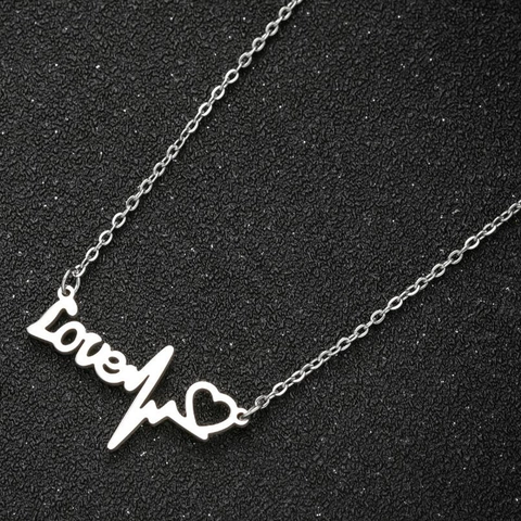Collana Con Ciondolo Cuore Battito Cardiaco Love Acciaio Inossidabile Placcato Oro 18K Gioielli Romantici Per Donne