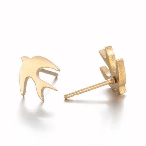 Stainless Steel Animal Stud Earrings For Women Mermaid Dolphin Swallow Kangaroo Bat Cat Reindeer Snowflake Moon Jewelry