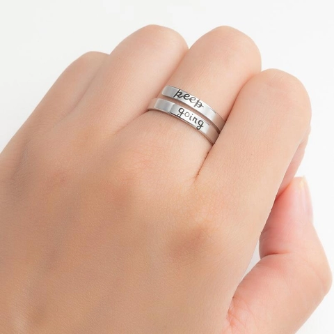Stainless Steel Inspirational Rings Women Open Adjustable Wrap Ring Engraved I Am Enough Keep Going Faith Hope Cross Jewelry